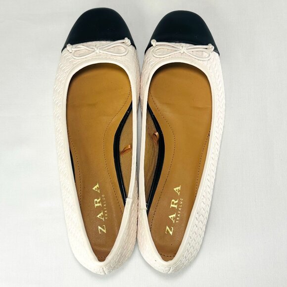 Zara Trafaluc White & Black Ballet Flats | Size 7 | NWOT - Picture 1 of 7
